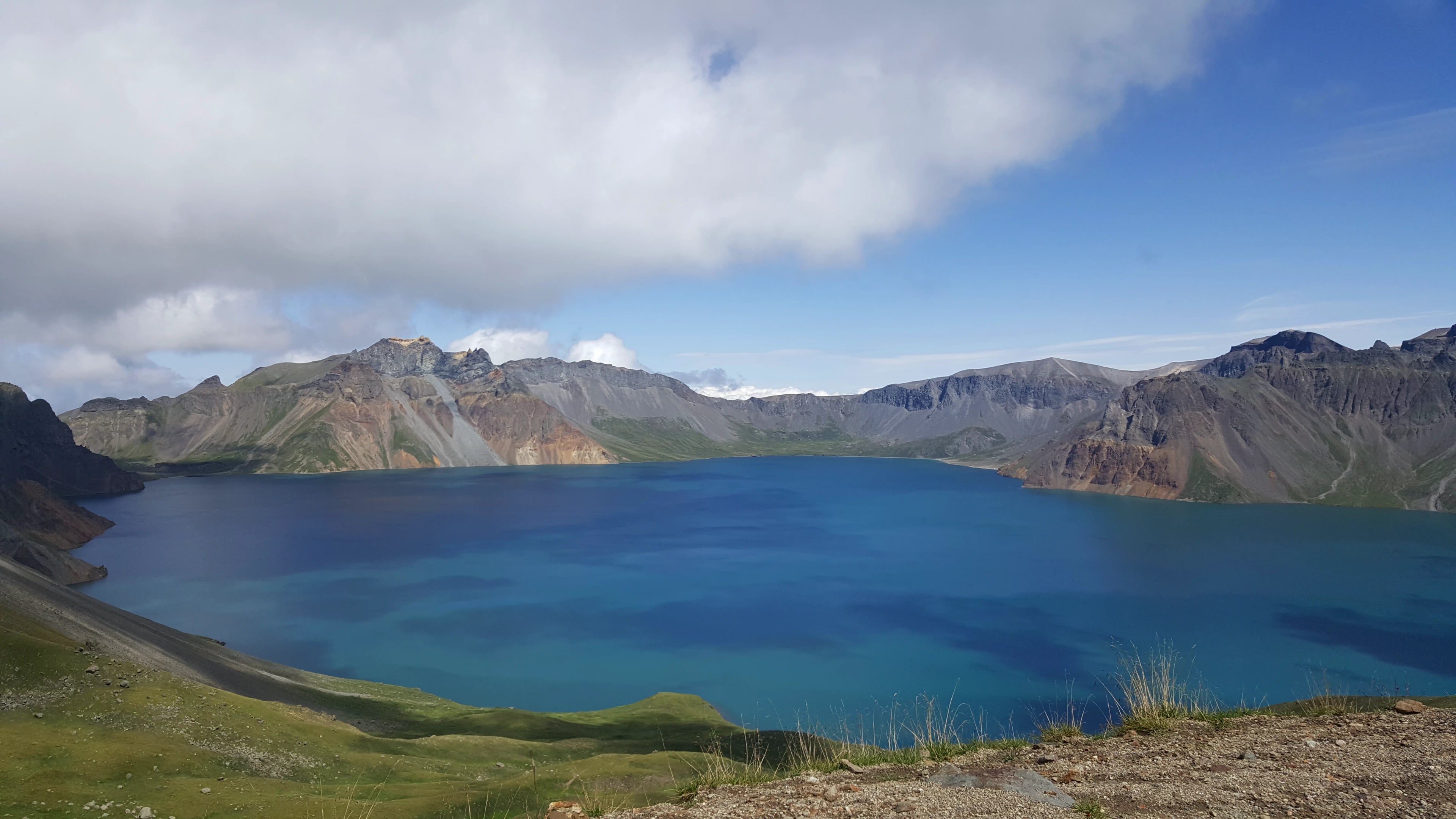 Heaven Lake atop Mount Paektu — the mythic origin shared by both Koreas