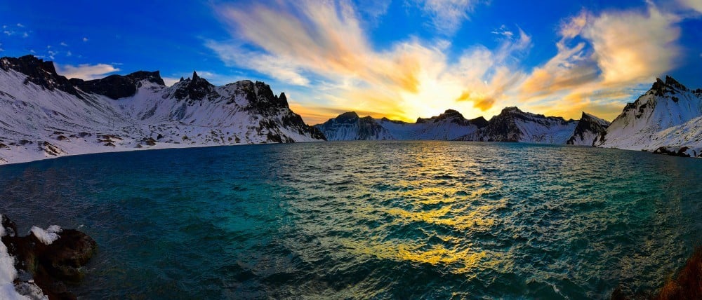 Heaven Lake at sunset